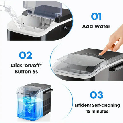 Portable Countertop Ice Maker with Fast Ice Production