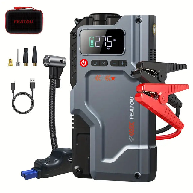 5 in 1 Jump Starter with Air Compressor – 2500A Power