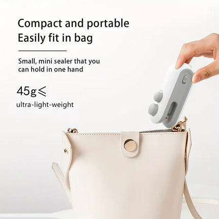 Mini Rechargeable 2-in-1 Snack Bag Sealer with Cutter