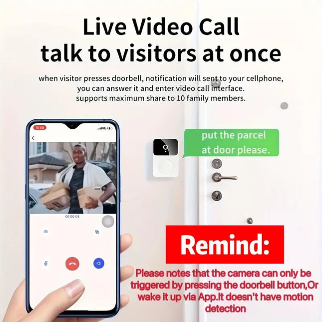 Smart Wifi Door Bell Camera & Intercom - HD Videosa