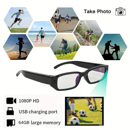 HD 1080P Smart Camera Glasses for Hands Free Recording
