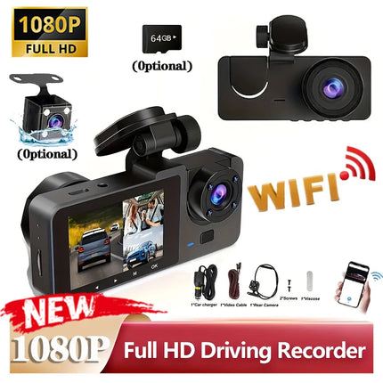 Triple Camera Dashcam with Front Interior Rear Recording