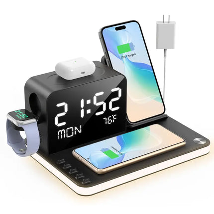 7-In-1 Dual Phone Wireless Charging Station 30W Hub