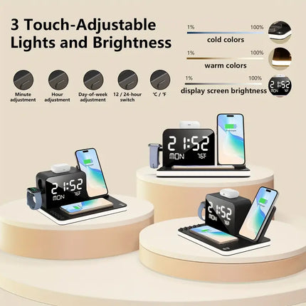 7-In-1 Dual Phone Wireless Charging Station 30W Hub